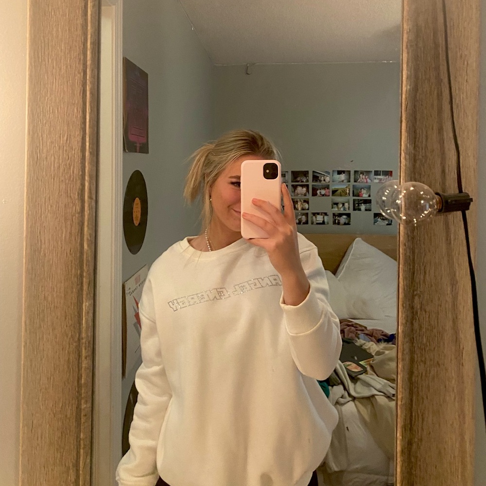 White sweatshirt with detailed gems